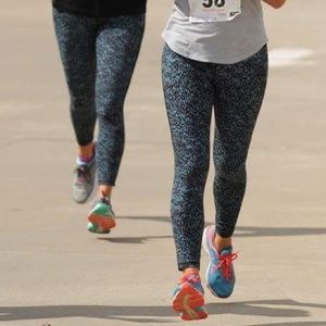 Lululemon blue and black animal print running leggings